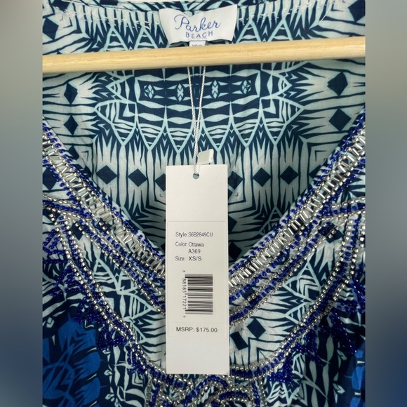 NWT Parker Beach Embellished Cover Up Size XS/S Blue Beaded Revolve - Picture 7 of 11